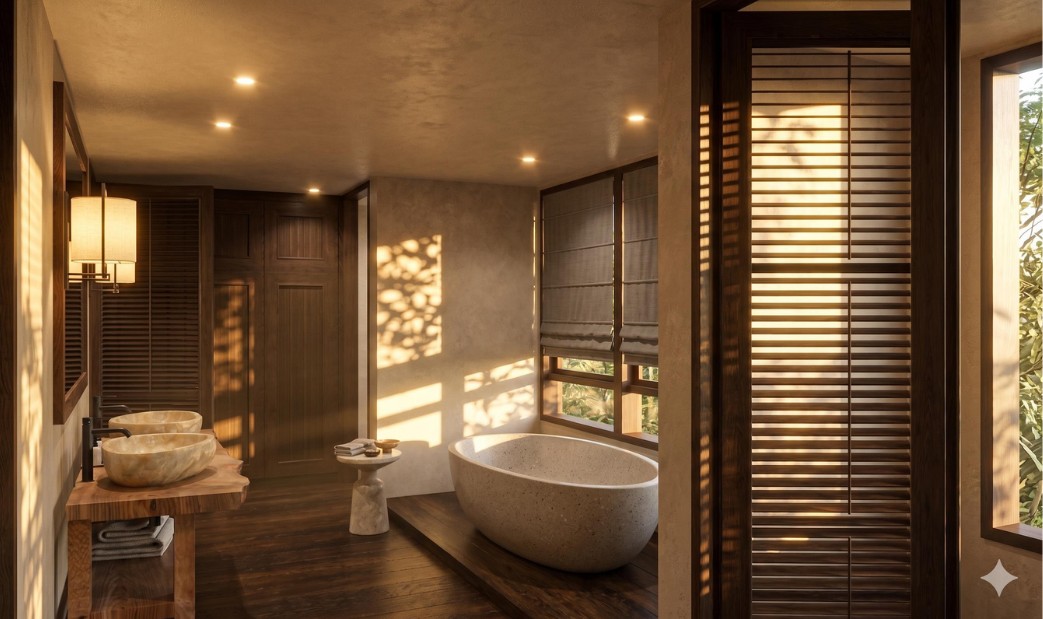 Phối cảnh phòng tắm đá